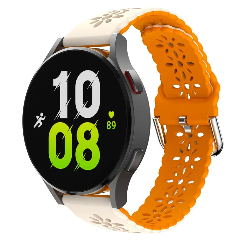20mm Universal dual color flower hollow strap - Light Grey / Orange
