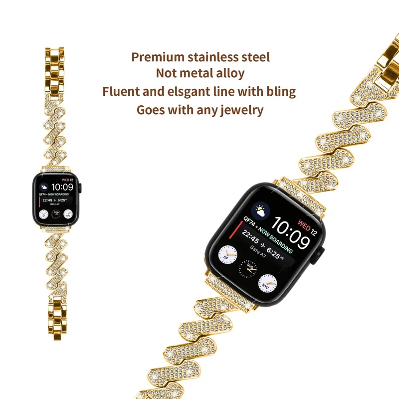 Fitbit Sense / Versa 3 rhinestone luxury décor metal strap