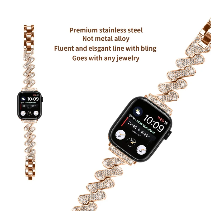 Fitbit Sense / Versa 3 rhinestone luxury décor metal strap
