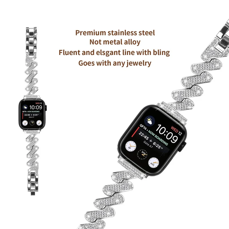 Fitbit Sense / Versa 3 rhinestone luxury décor metal strap