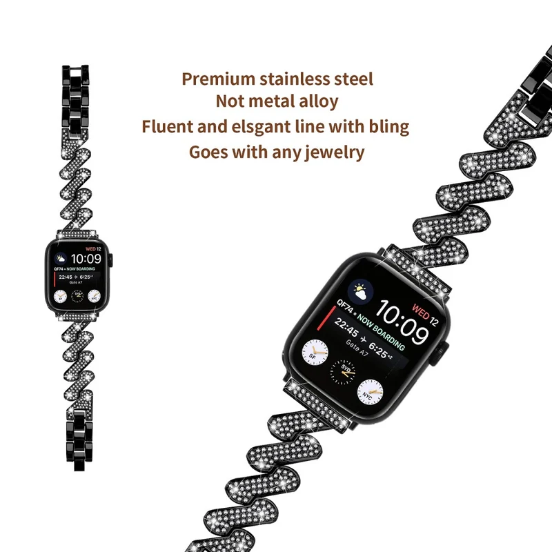 Fitbit Sense 2 / Versa 4 rhinestone luxury décor metal strap