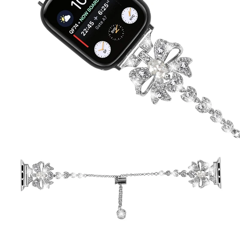 Bowknot style rhinestone metal strap for Apple Watch Series 8 (45mm) / Watch Ultra