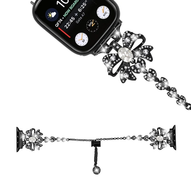 Bowknot style rhinestone metal strap for Apple Watch Series 8 (41mm)
