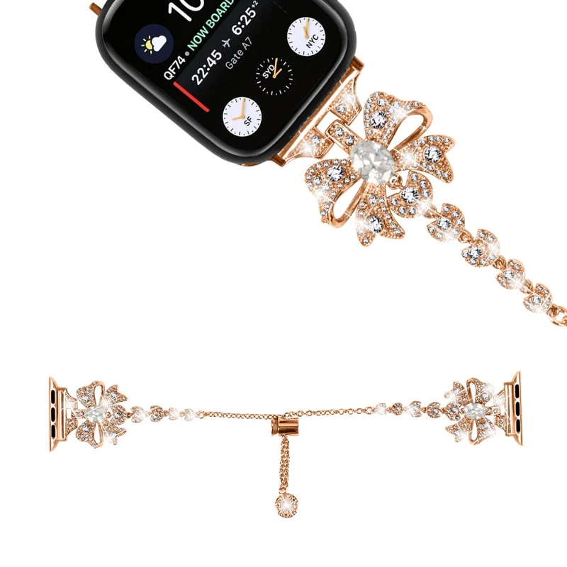 Bowknot style rhinestone metal strap for Apple Watch Series 8 (41mm)