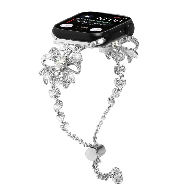 Bowknot style rhinestone metal strap for Apple Watch Series 8 (41mm)