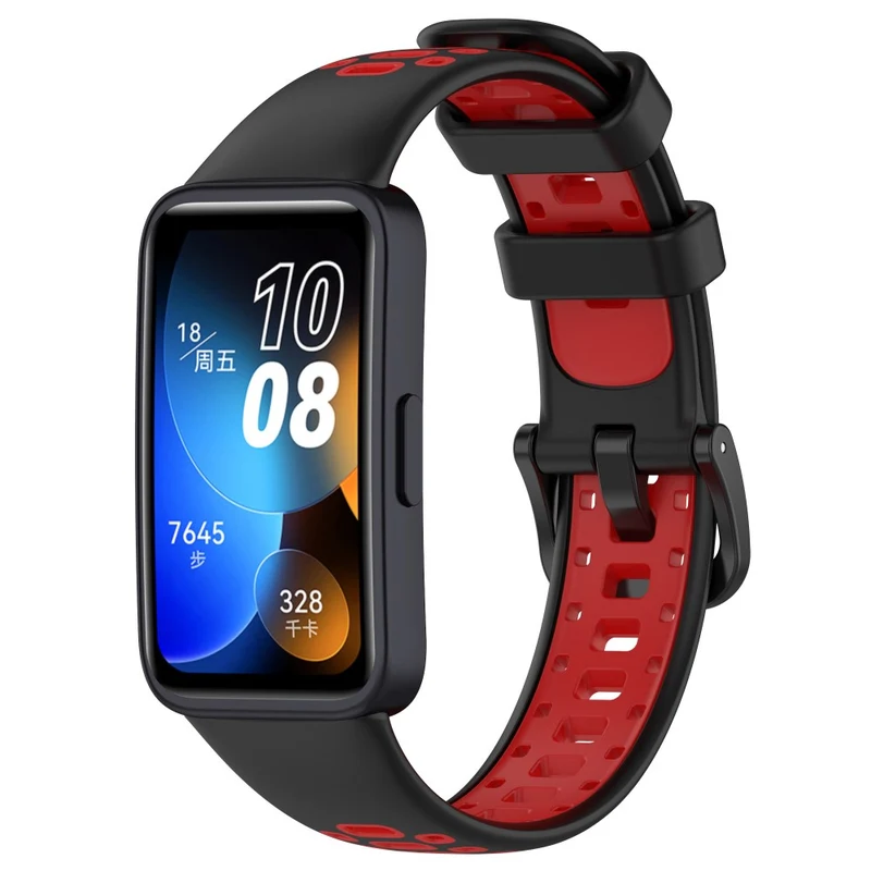 Huawei Band 8 dual color silicone strap - Black / Red