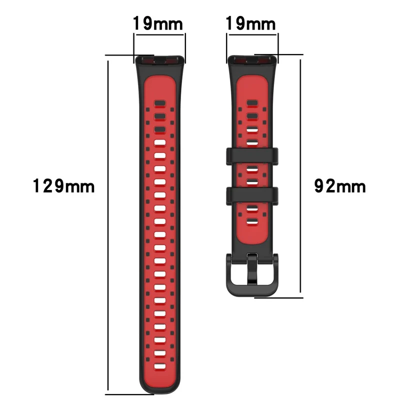 Huawei Band 8 dual color silicone strap - Black / Red