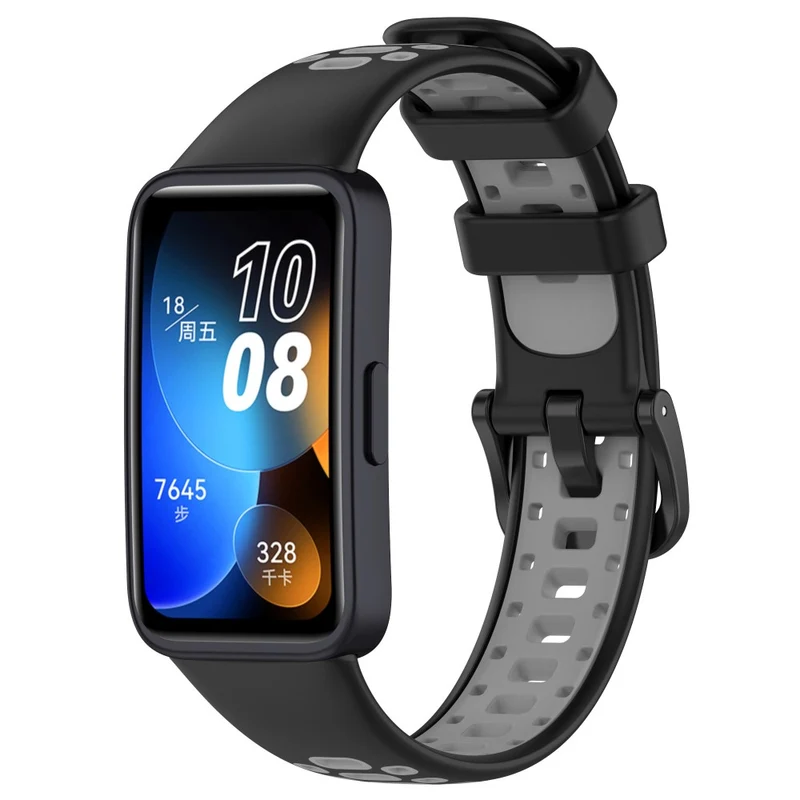 Huawei Band 8 dual color silicone strap - Black / Red