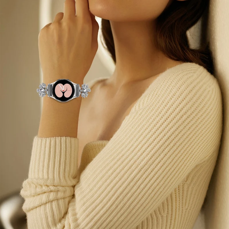20mm Bowknot style rhinestone metal strap for Samsung Galaxy Watch 6 / 6 Classic