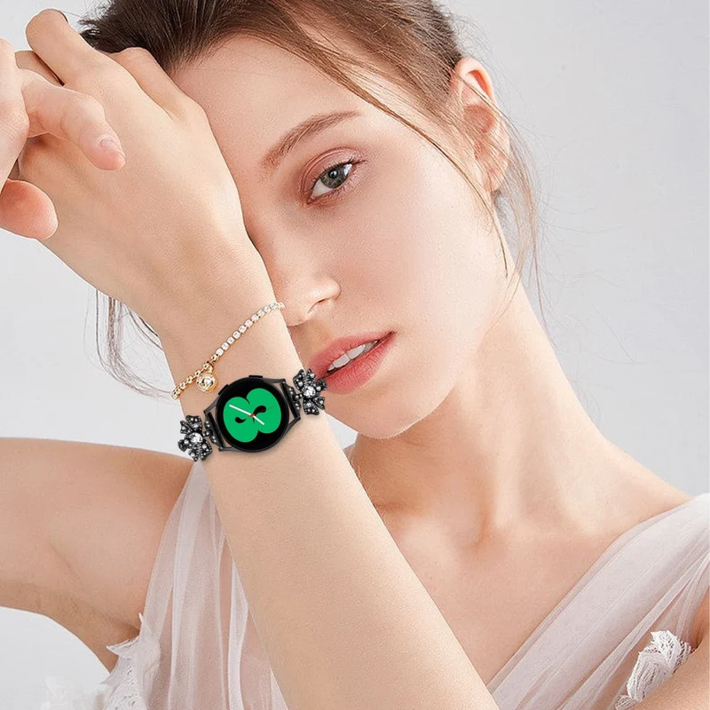 20mm Samsung Galaxy Watch Active 2 / Active bowknot style rhinestone metal strap