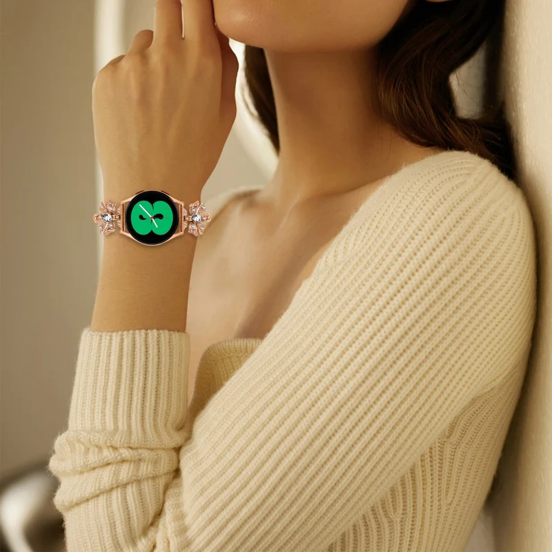 20mm Samsung Galaxy Watch Active 2 / Active bowknot style rhinestone metal strap