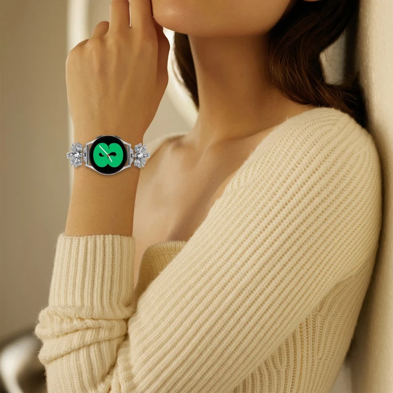 20mm Samsung Galaxy Watch Active 2 / Active bowknot style rhinestone metal strap
