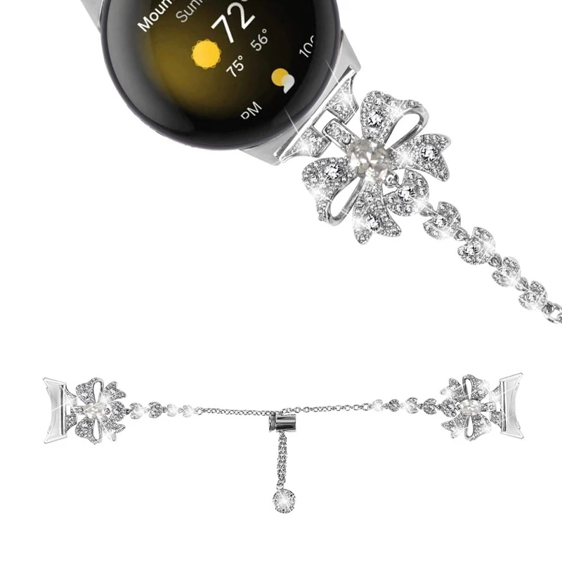 Google Pixel Watch bowknot style rhinestone metal strap