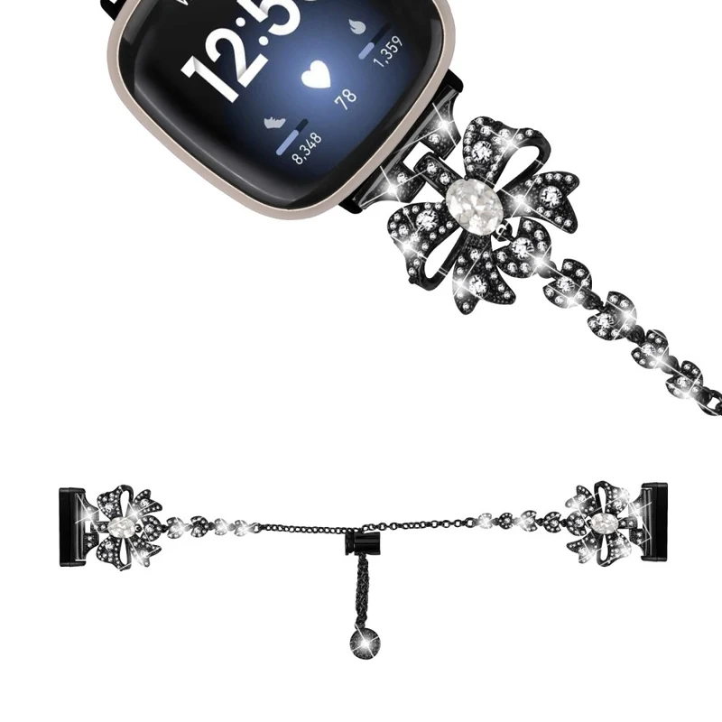 Fitbit Sense / Versa 3 bowknot style rhinestone metal strap