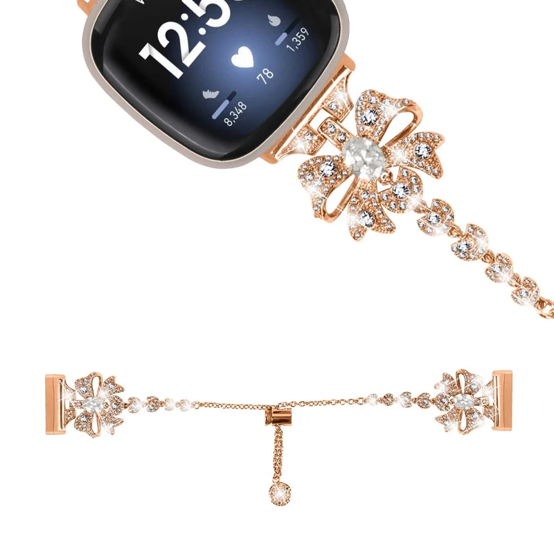 Fitbit Sense / Versa 3 bowknot style rhinestone metal strap
