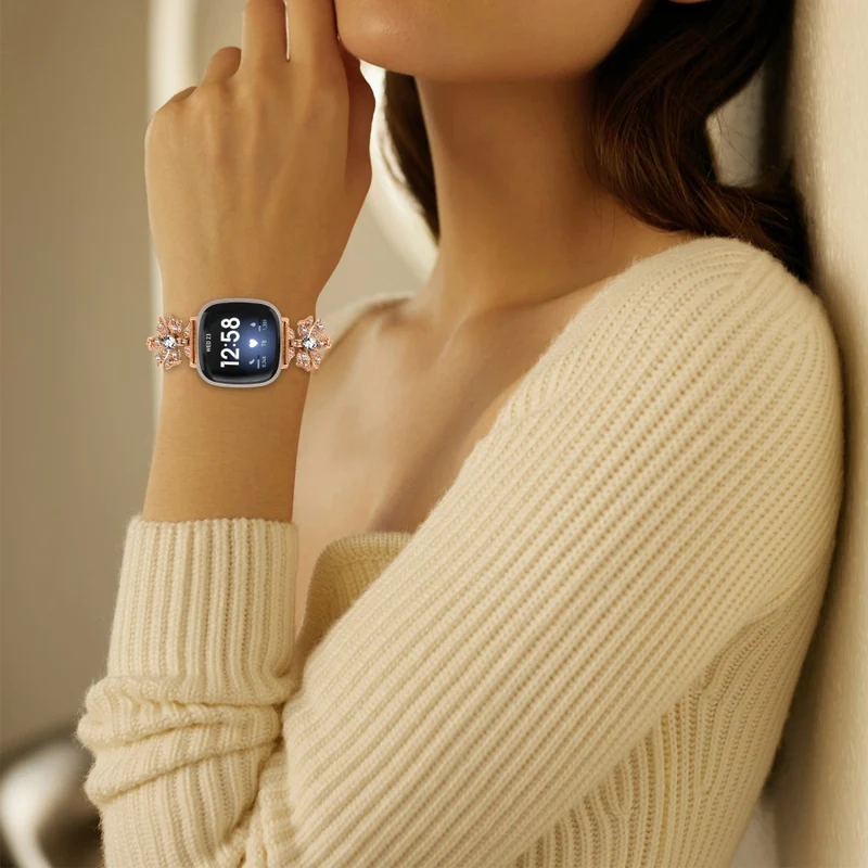 Fitbit Sense / Versa 3 bowknot style rhinestone metal strap