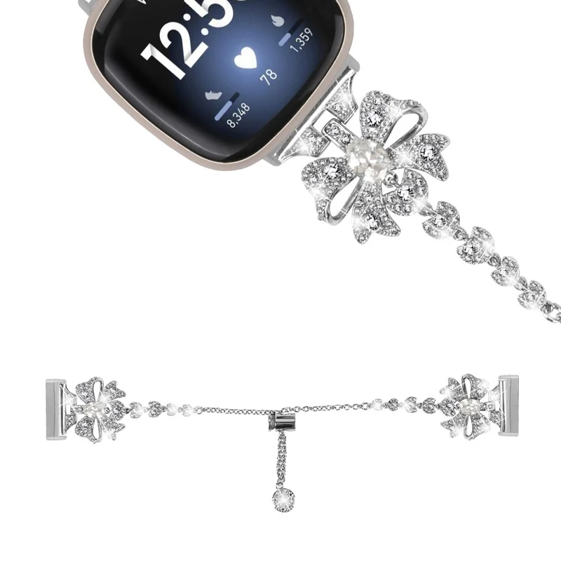 Fitbit Sense / Versa 3 bowknot style rhinestone metal strap