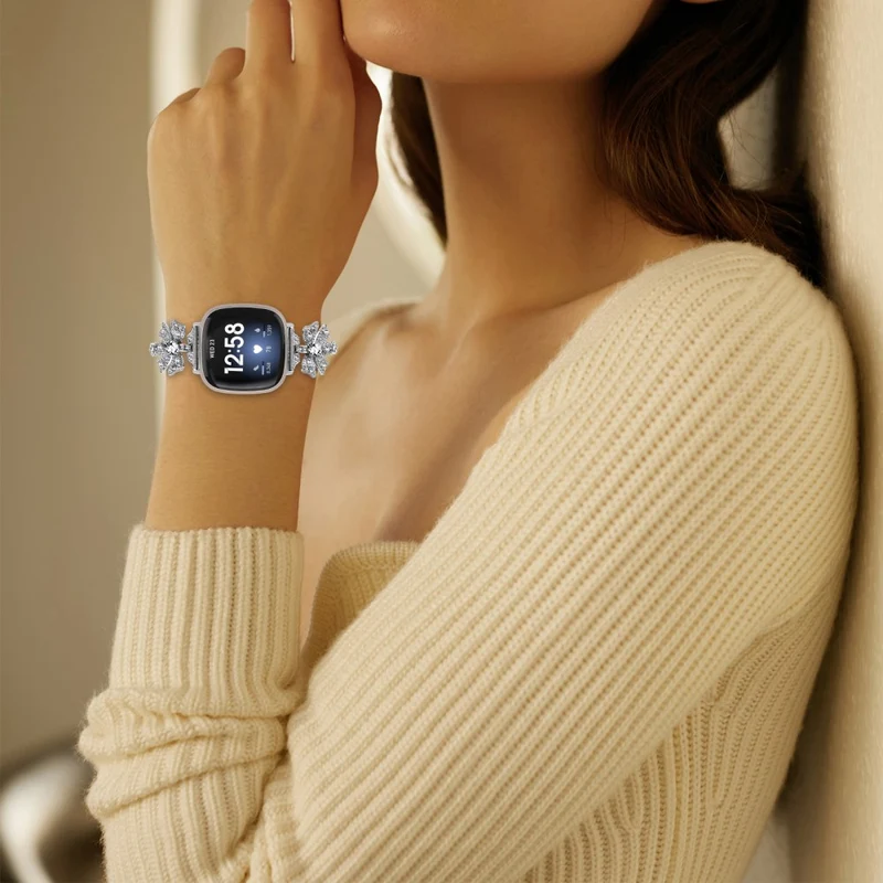 Fitbit Sense / Versa 3 bowknot style rhinestone metal strap