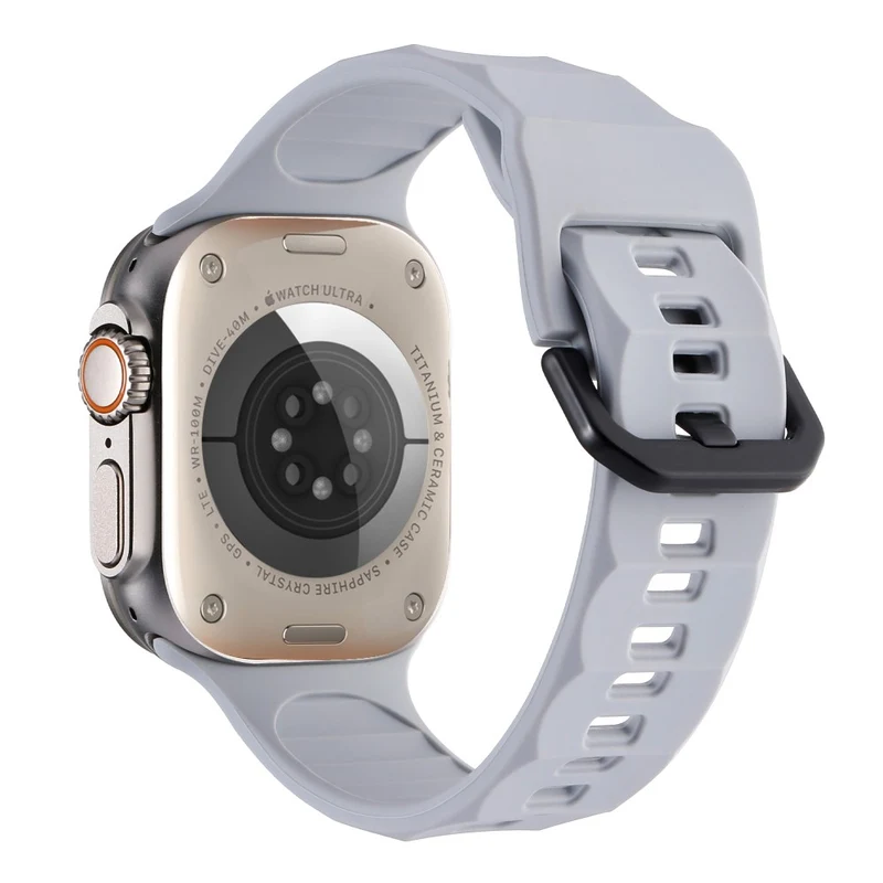 Apple Watch Series 8 (45mm) / Watch Ultra wave surface style silicone strap - Space Grey