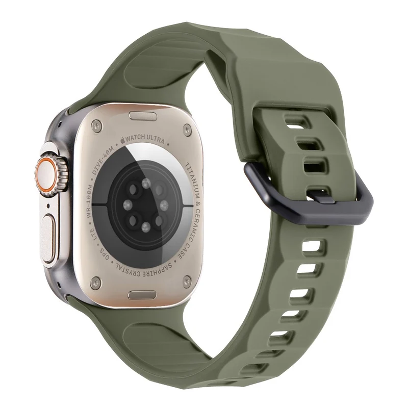 Apple Watch Series 8 (45mm) / Watch Ultra wave surface style silicone strap - Space Grey