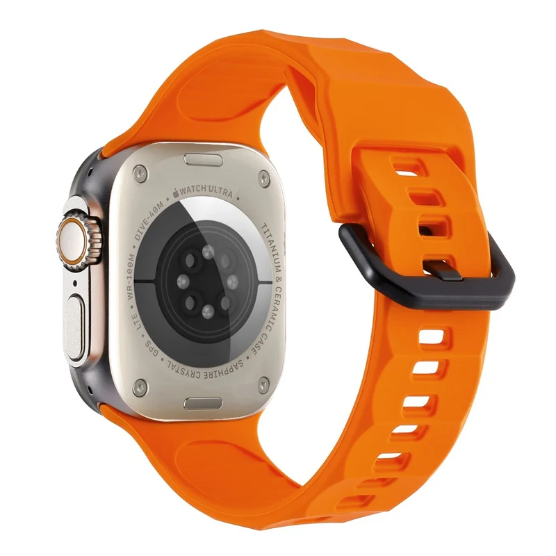Apple Watch Series 8 (45mm) / Watch Ultra wave surface style silicone strap - Space Grey