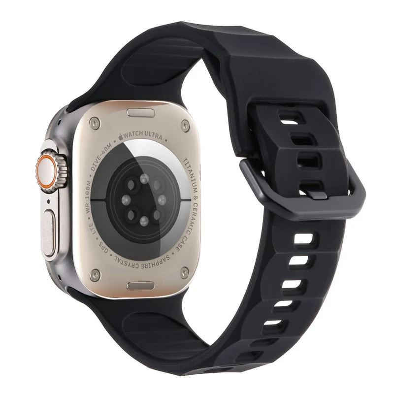 Apple Watch Series 8 (45mm) / Watch Ultra wave surface style silicone strap - Space Grey