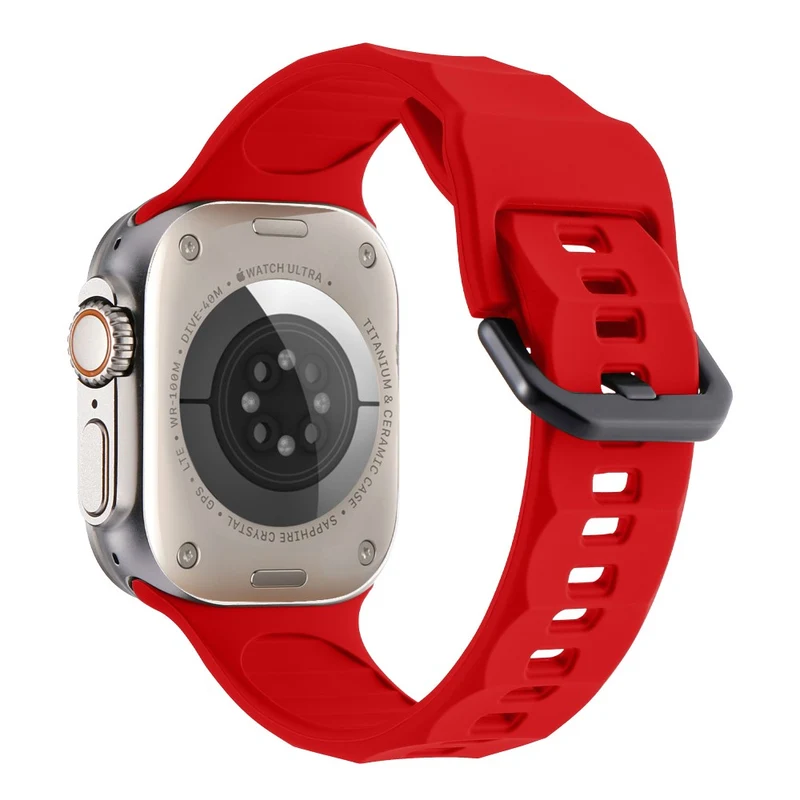 Apple Watch Series 8 (45mm) / Watch Ultra wave surface style silicone strap - Space Grey