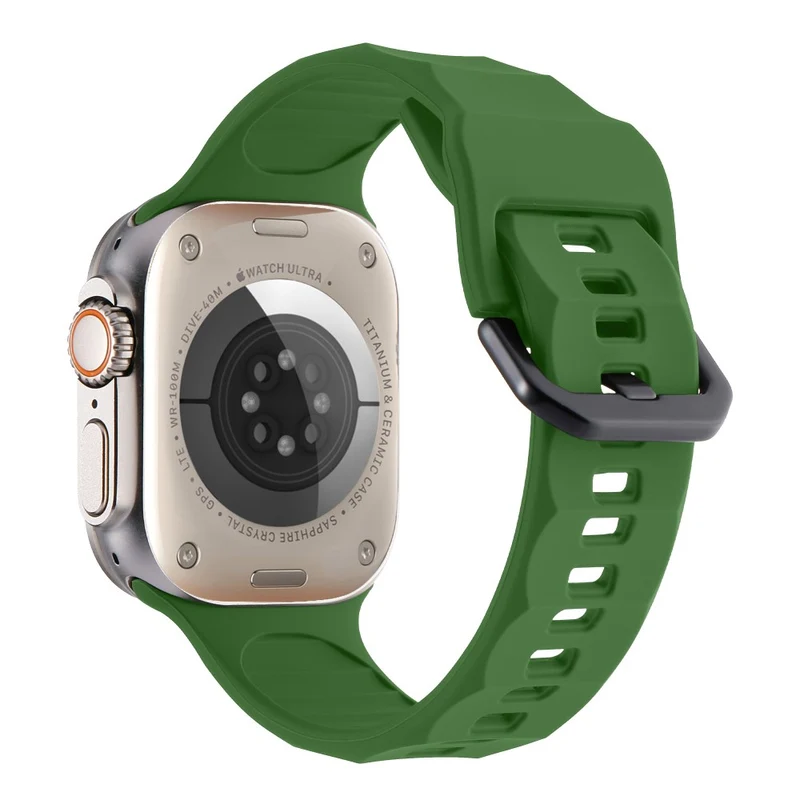 Apple Watch Series 8 (45mm) / Watch Ultra wave surface style silicone strap - Space Grey