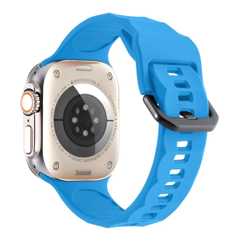 Apple Watch Series 8 (45mm) / Watch Ultra wave surface style silicone strap - Space Grey