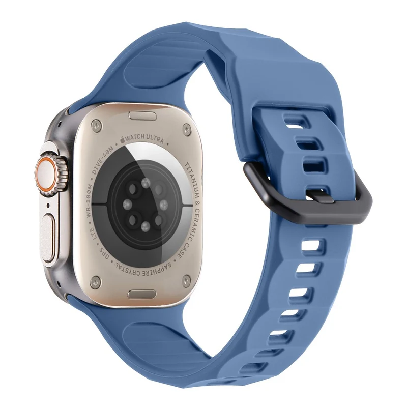 Apple Watch Series 8 (45mm) / Watch Ultra wave surface style silicone strap - Space Grey