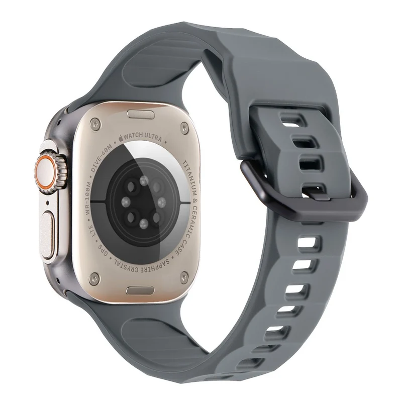 Apple Watch Series 8 (45mm) / Watch Ultra wave surface style silicone strap - Space Grey