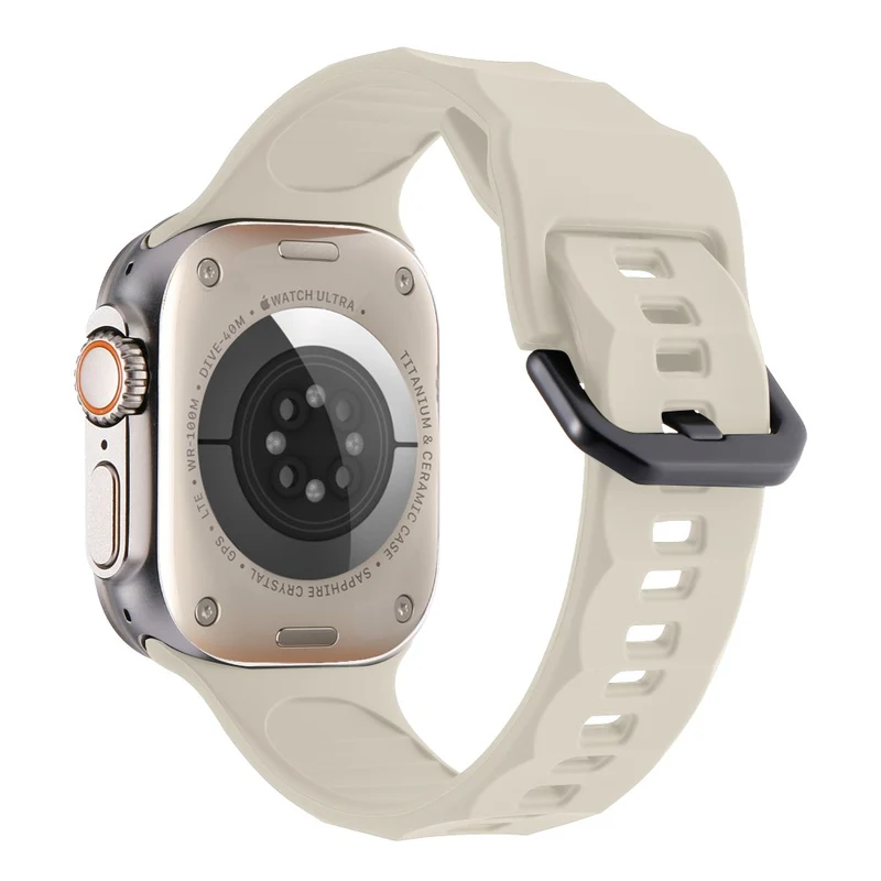 Apple Watch Series 8 (45mm) / Watch Ultra wave surface style silicone strap - Space Grey