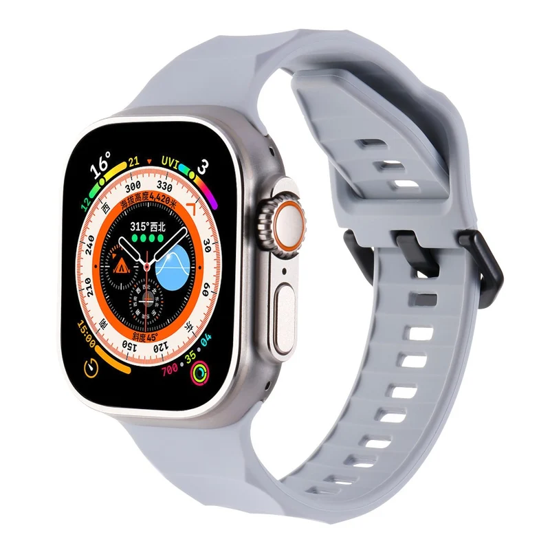 Apple Watch Series 8 (45mm) / Watch Ultra wave surface style silicone strap - Space Grey