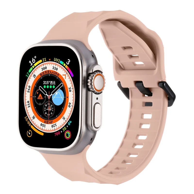 Apple Watch Series 8 (45mm) / Watch Ultra wave surface style silicone strap - Space Grey
