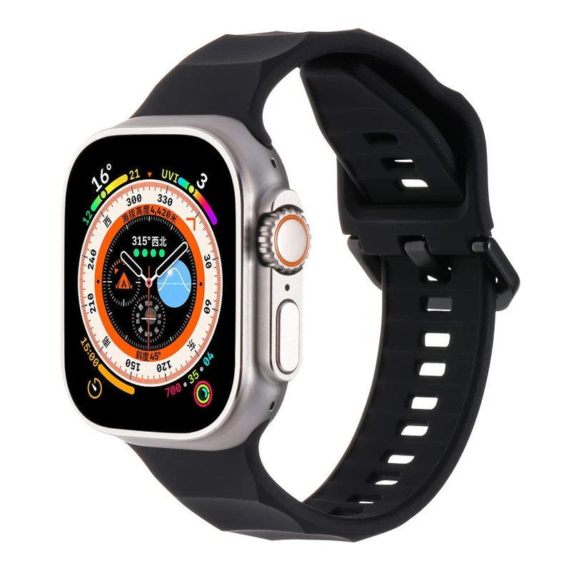 Apple Watch Series 8 (45mm) / Watch Ultra wave surface style silicone strap - Space Grey