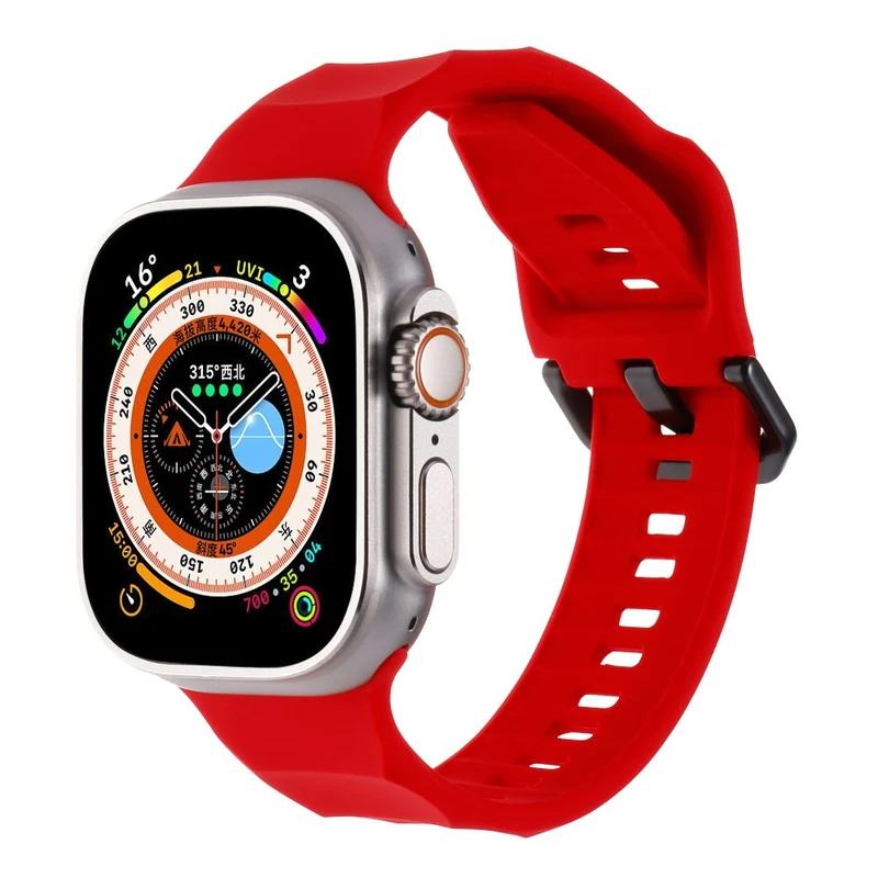 Apple Watch Series 8 (45mm) / Watch Ultra wave surface style silicone strap - Space Grey