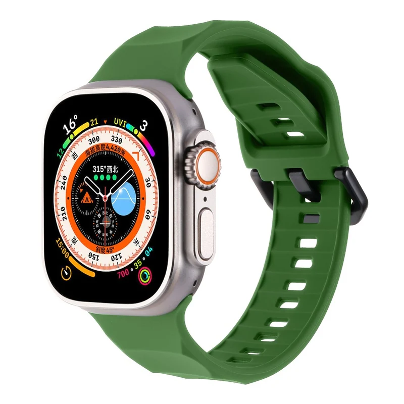 Apple Watch Series 8 (45mm) / Watch Ultra wave surface style silicone strap - Space Grey