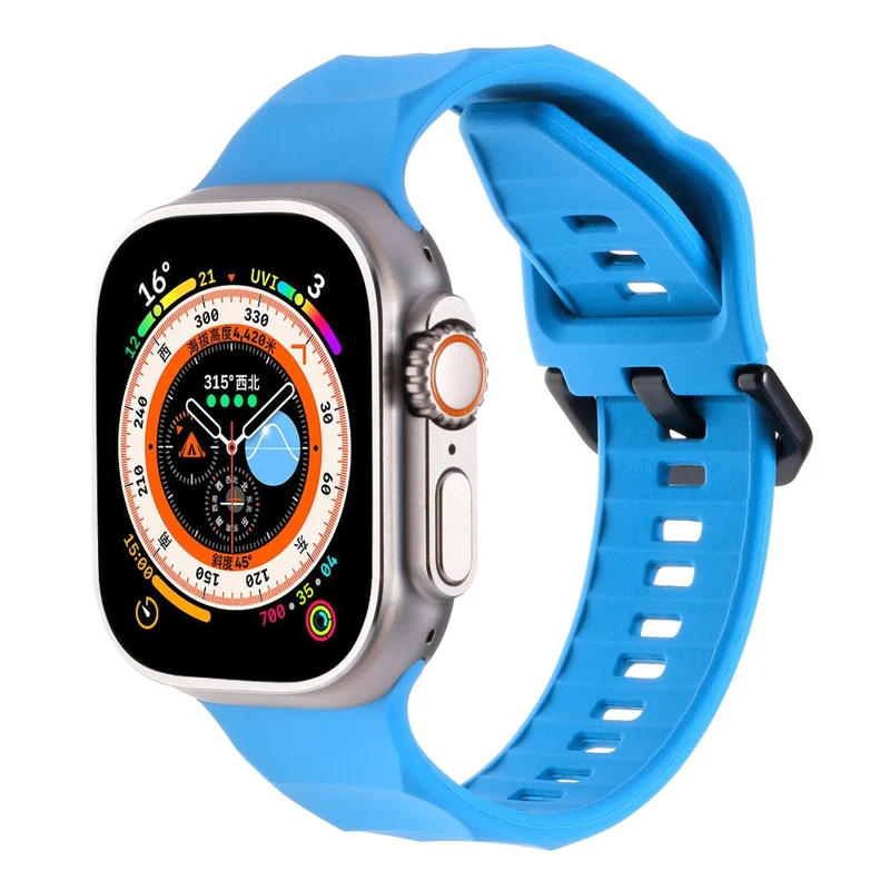Apple Watch Series 8 (45mm) / Watch Ultra wave surface style silicone strap - Space Grey