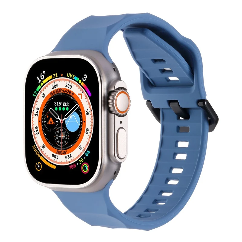 Apple Watch Series 8 (45mm) / Watch Ultra wave surface style silicone strap - Space Grey