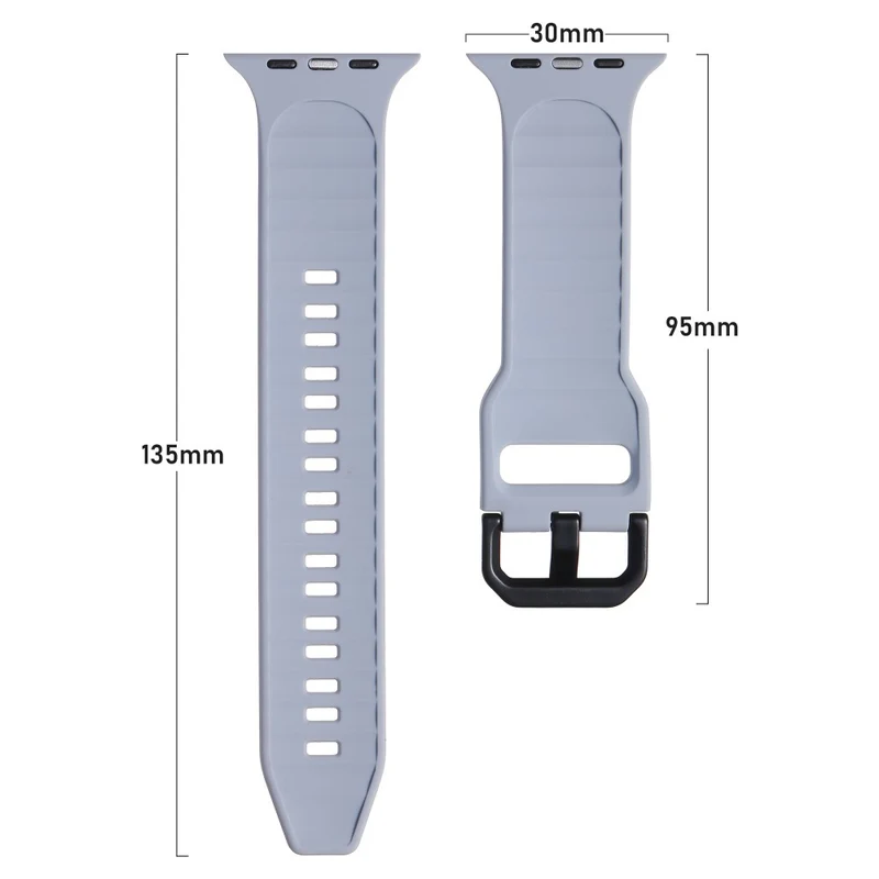 Apple Watch Series 8 (45mm) / Watch Ultra wave surface style silicone strap - Space Grey