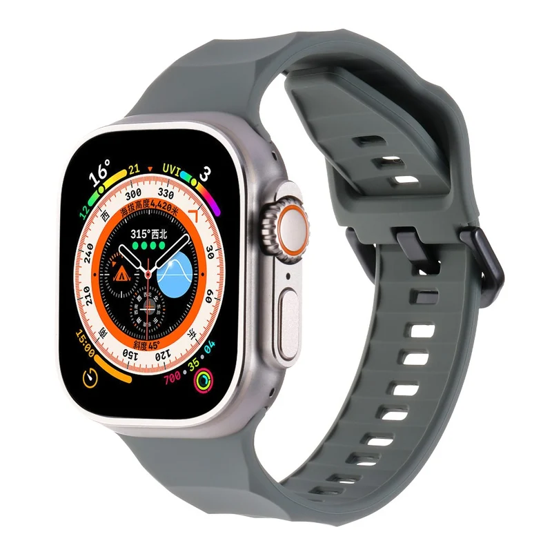 Apple Watch Series 8 (45mm) / Watch Ultra wave surface style silicone strap - Space Grey