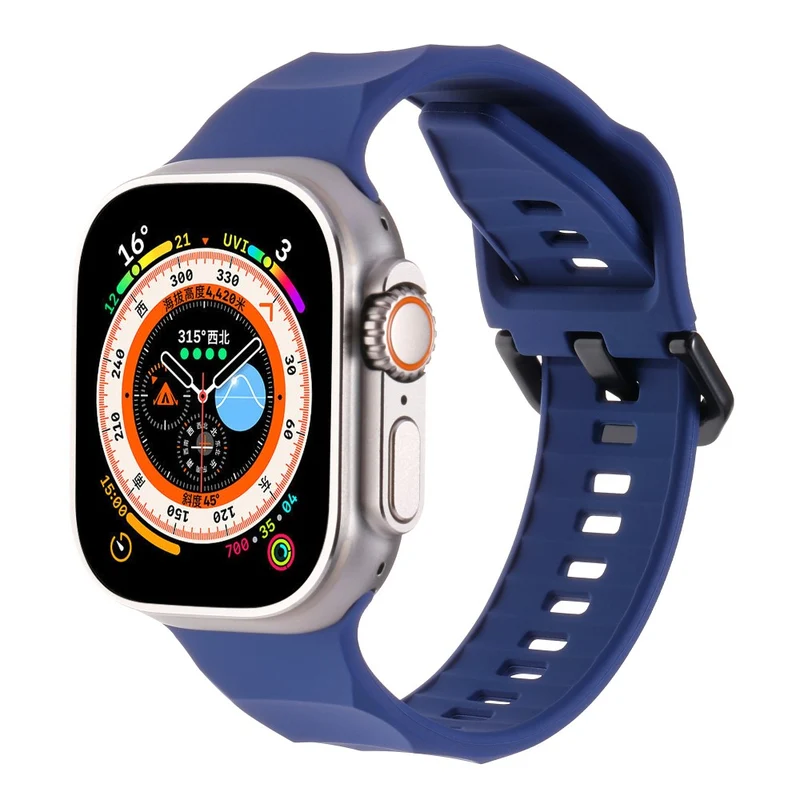 Apple Watch Series 8 (45mm) / Watch Ultra wave surface style silicone strap - Space Grey