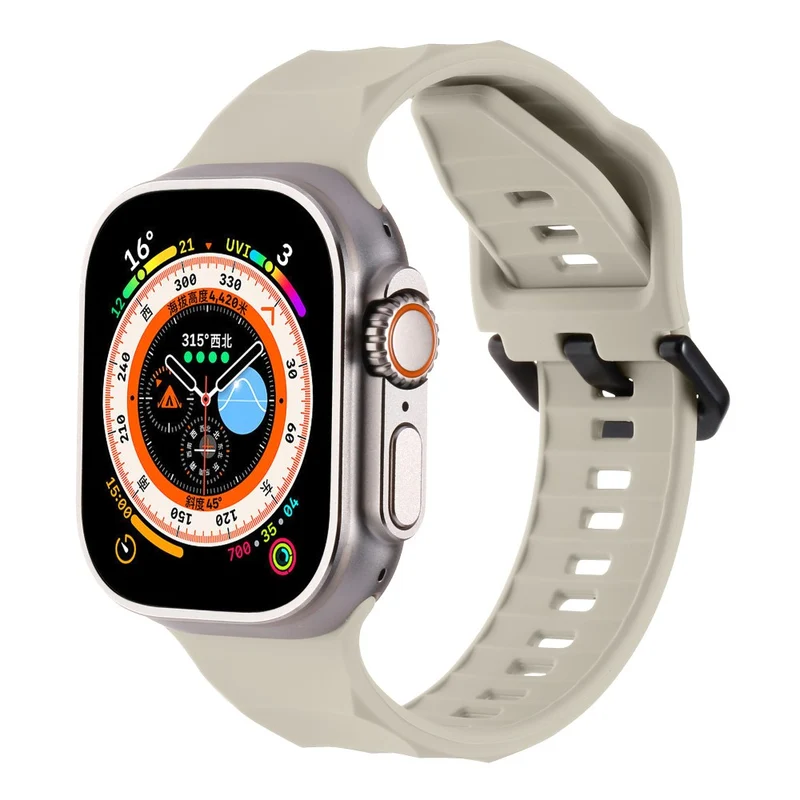 Apple Watch Series 8 (45mm) / Watch Ultra wave surface style silicone strap - Space Grey