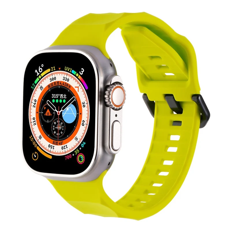 Apple Watch Series 8 (45mm) / Watch Ultra wave surface style silicone strap - Space Grey