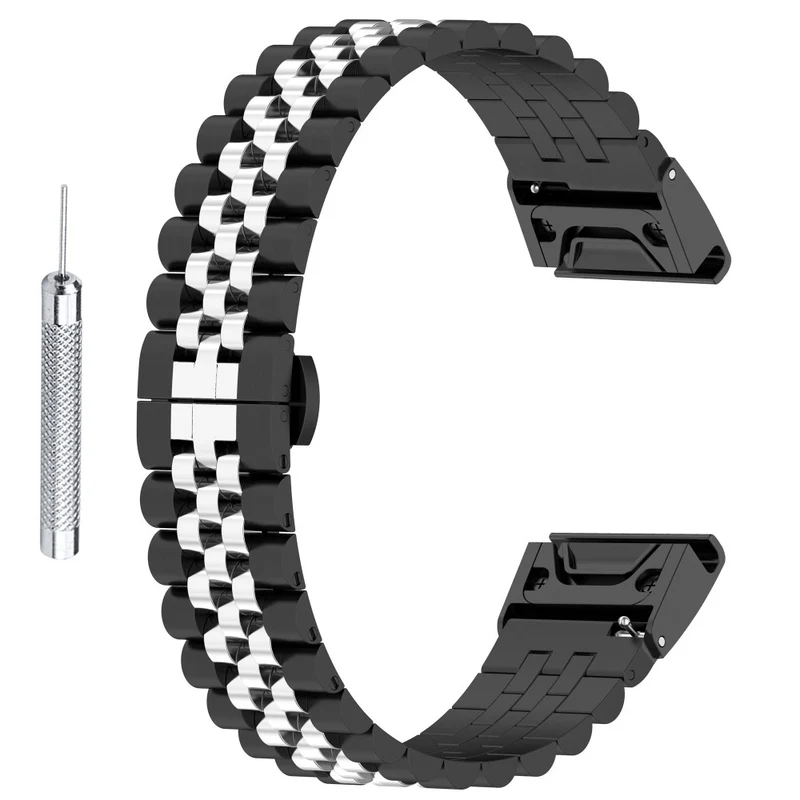 Garmin Fenix 7X / 6X / 6X Pro / 5X / 5X Plus stainless steel strap with tool - Silver / Black