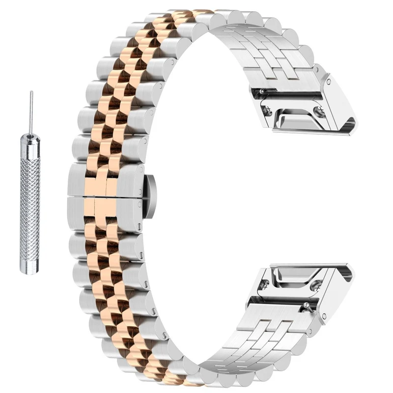 Garmin Fenix 7X / 6X / 6X Pro / 5X / 5X Plus stainless steel strap with tool - Silver / Black