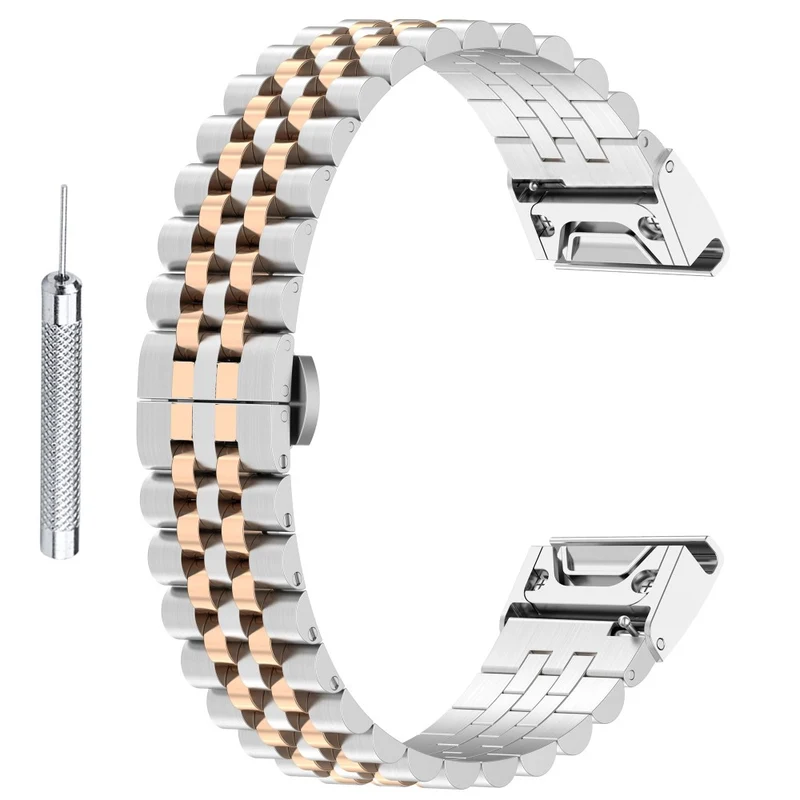 Garmin Fenix 7X / 6X / 6X Pro / 5X / 5X Plus stainless steel strap with tool - Silver / Black