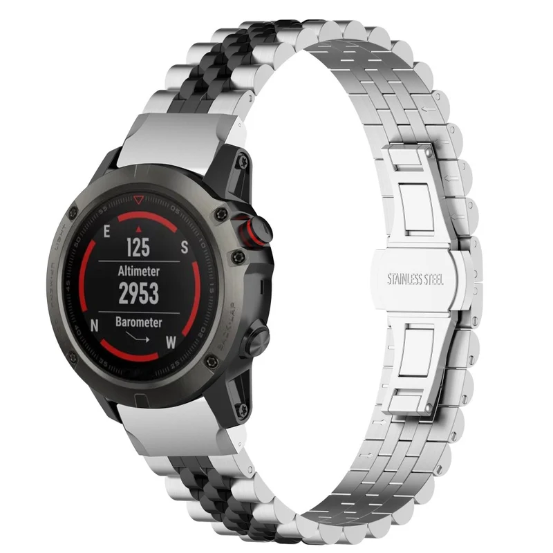 Garmin Fenix 7X / 6X / 6X Pro / 5X / 5X Plus stainless steel strap with tool - Silver / Black