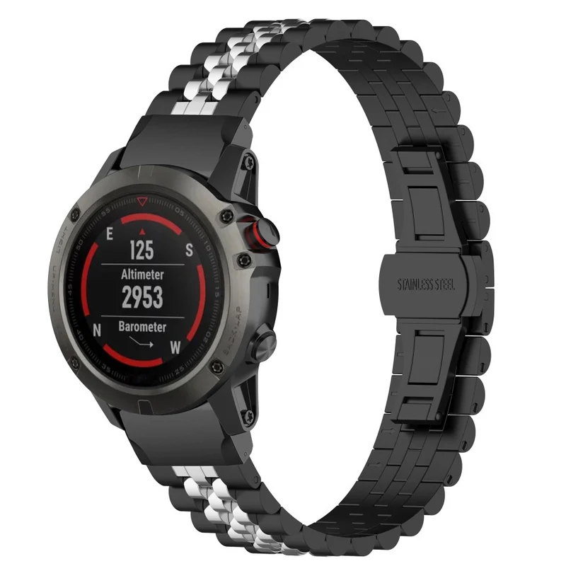 Garmin Fenix 7X / 6X / 6X Pro / 5X / 5X Plus stainless steel strap with tool - Silver / Black