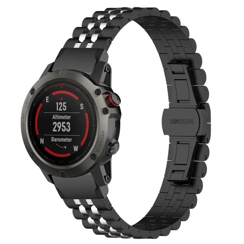 Garmin Fenix 7X / 6X / 6X Pro / 5X / 5X Plus stainless steel strap with tool - Silver / Black